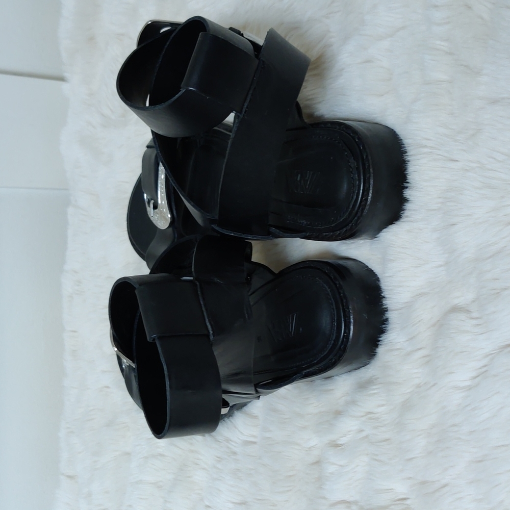 Zara Leather Sandals Size 36 - Picture 3 of 7